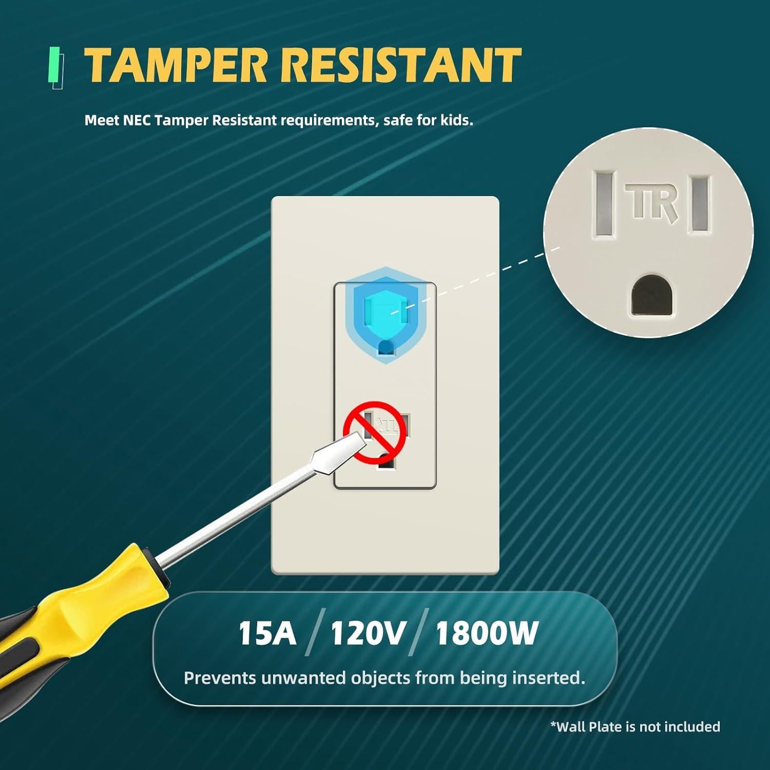 Paquete de 10 Receptáculos Decorativos TOPELER 15A 125V