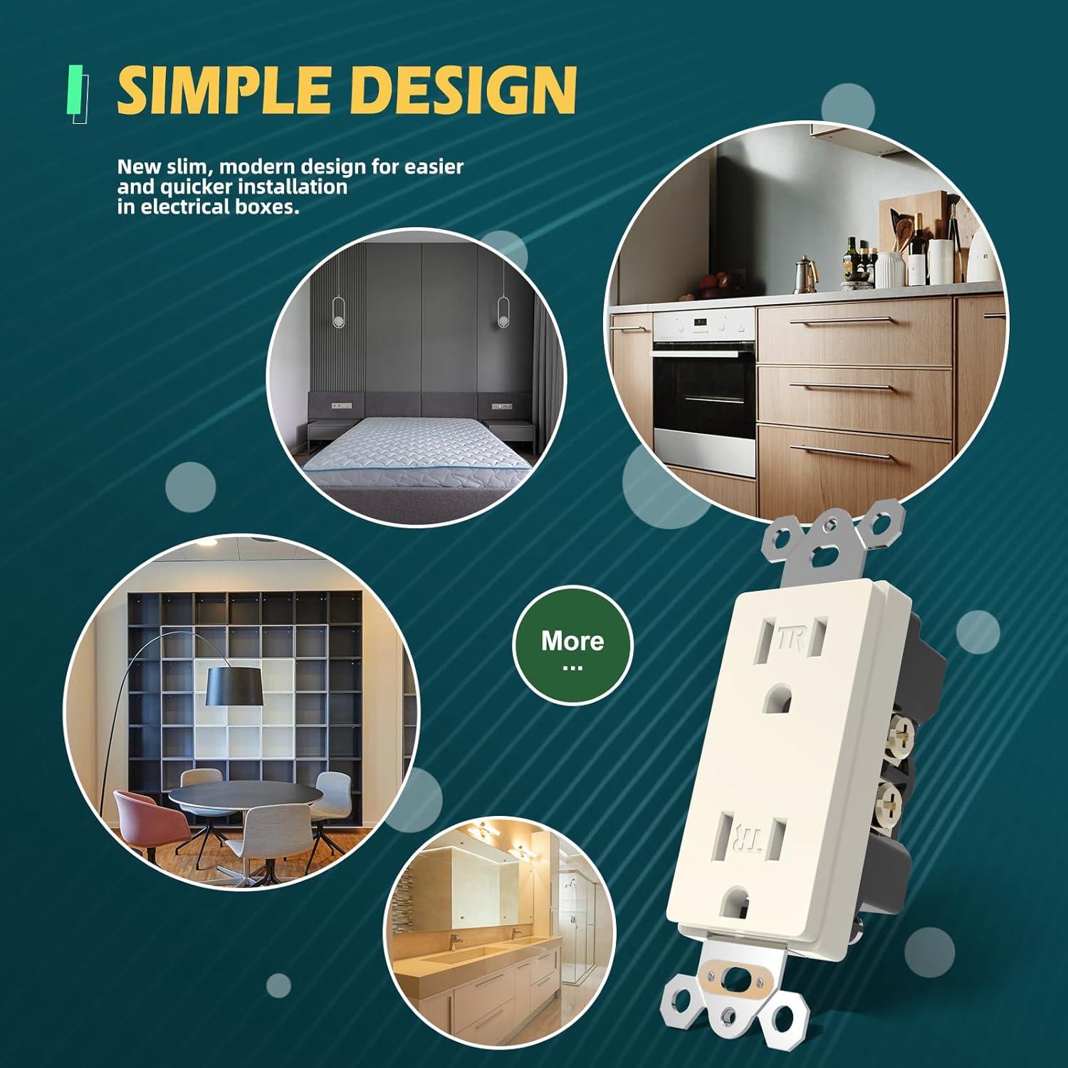 Paquete de 10 Receptáculos Decorativos TOPELER 15A 125V