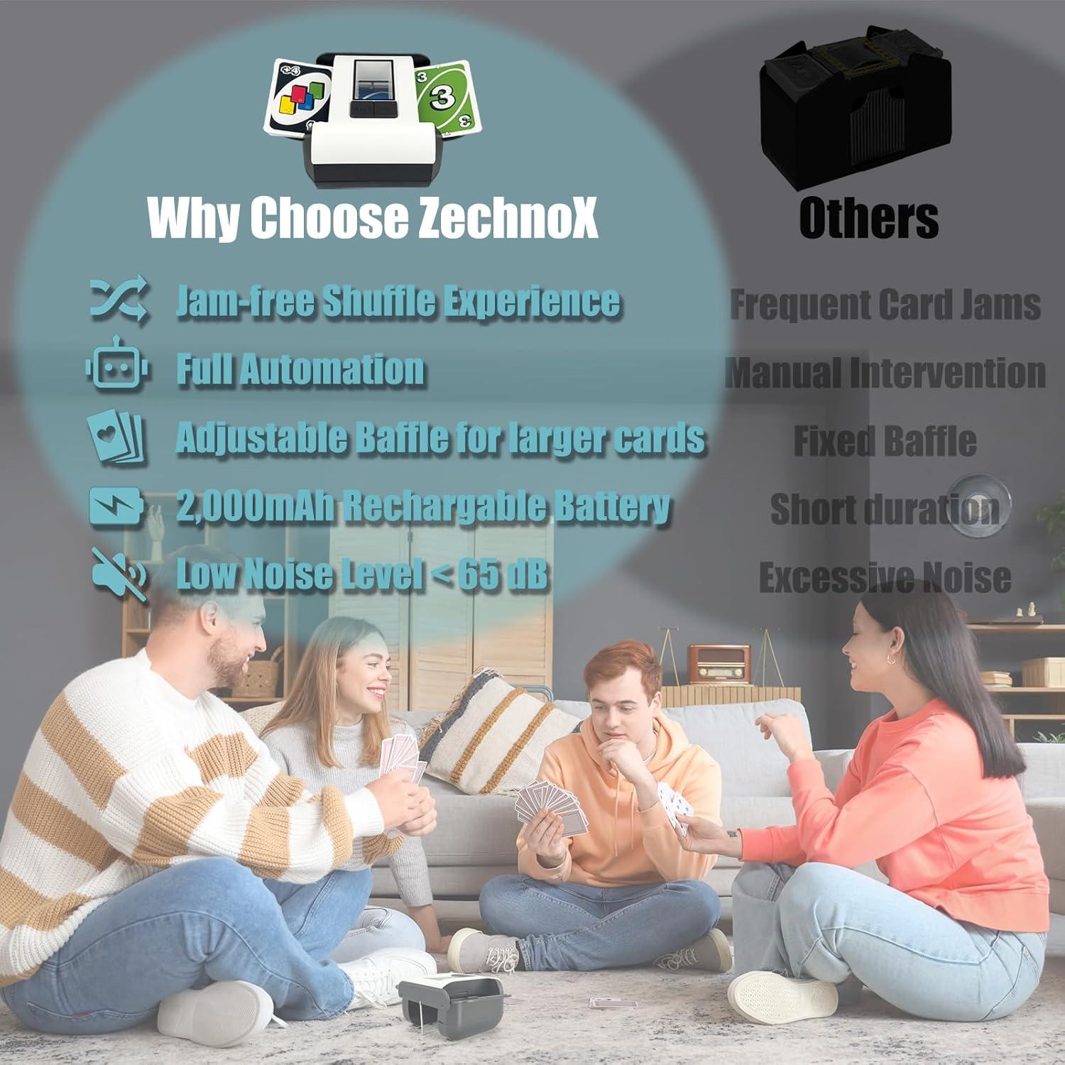 Barajador de Cartas Automático ZechnoX X1Z-2506, Batería 2000mAh