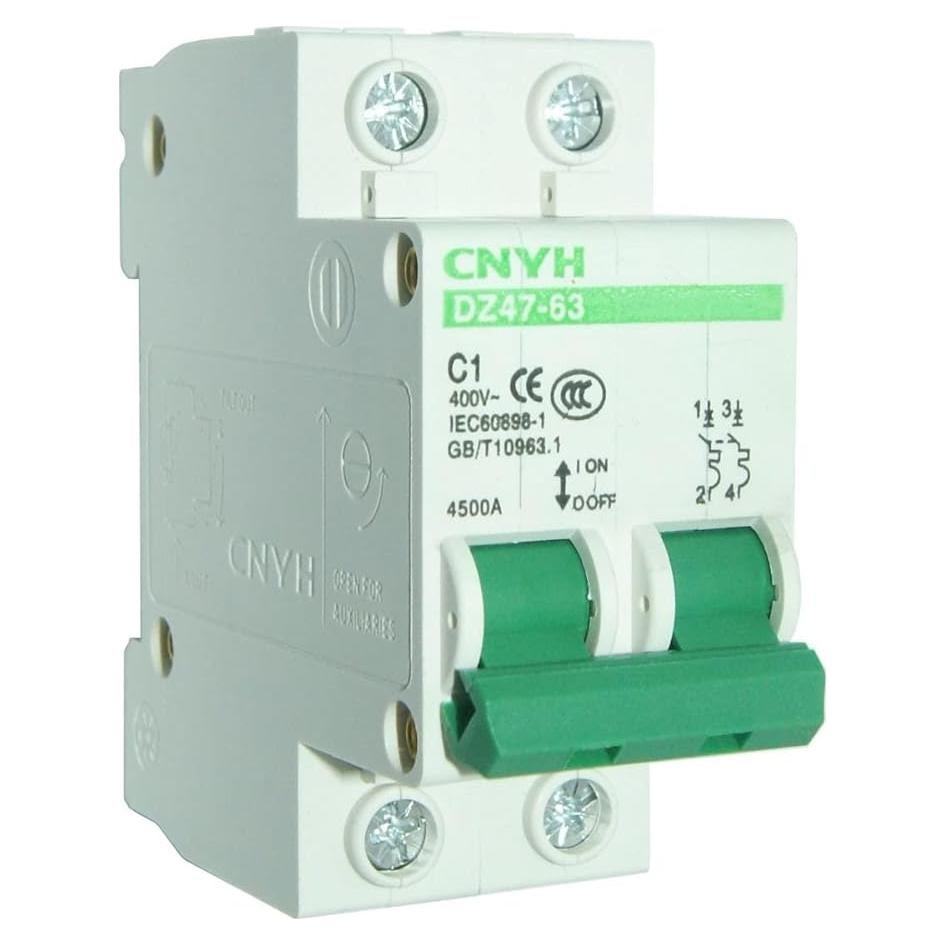Disyuntor Miniatura DZ47-63 C1 1A 240V 2 Polo Riel DIN