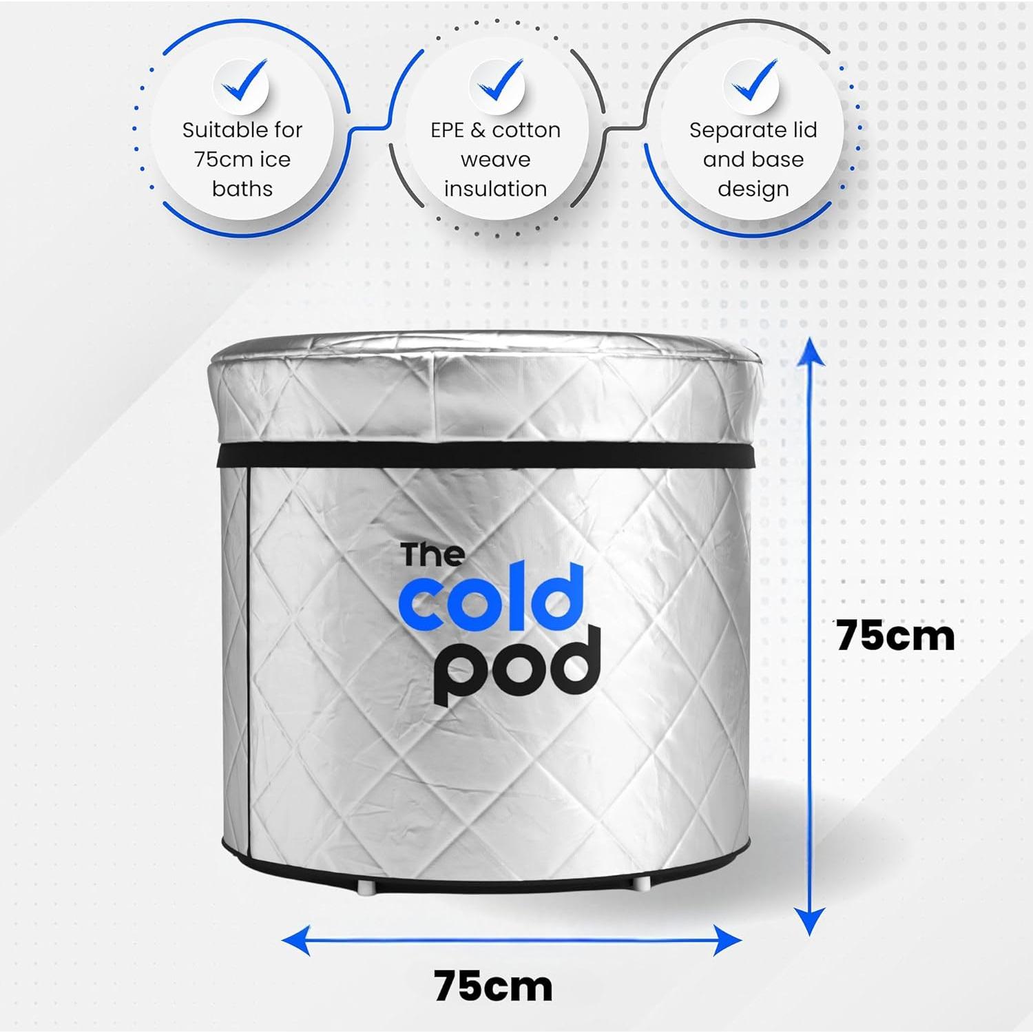 Tapa de Baño de Hielo The Cold Pod 88L Aislante Plateada