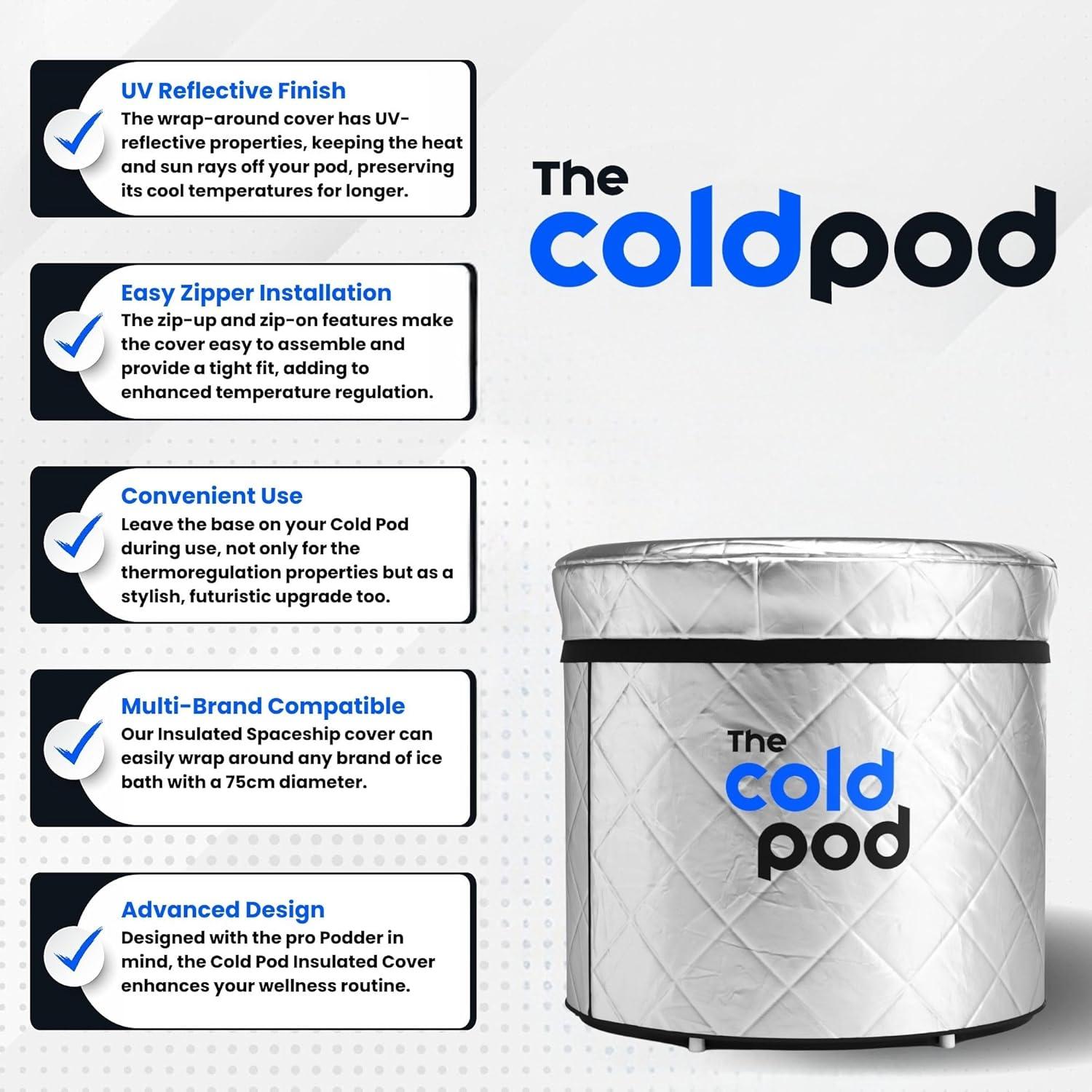 Tapa de Baño de Hielo The Cold Pod 88L Aislante Plateada