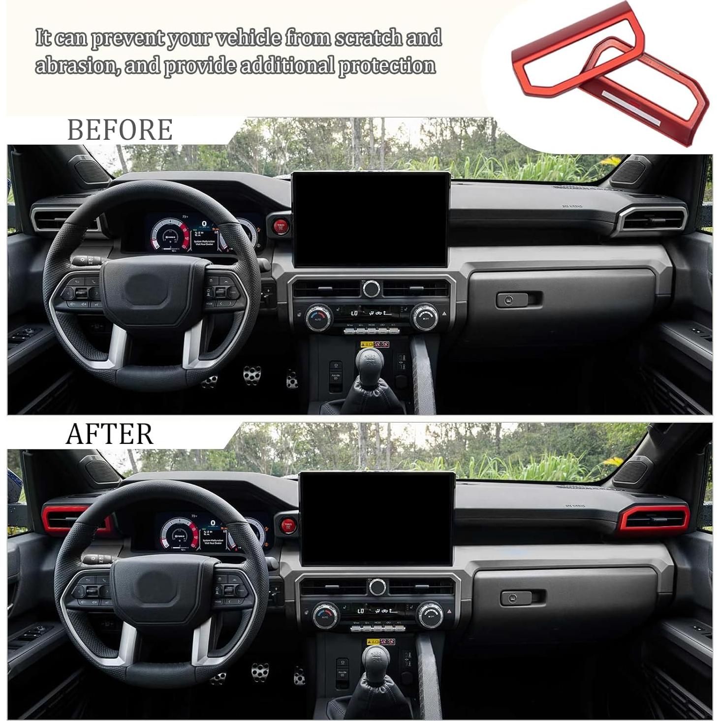 Cubierta Decorativa Salida Aire A/C JDMCAR Rojo 2 PCS Tacoma 2024+ 4Runner 2025+