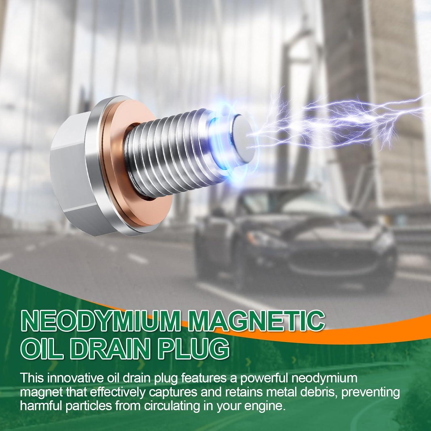 Tapón de Drenaje de Aceite Magnético JUSTTOP M12 x 1.5 con 5 Arandelas