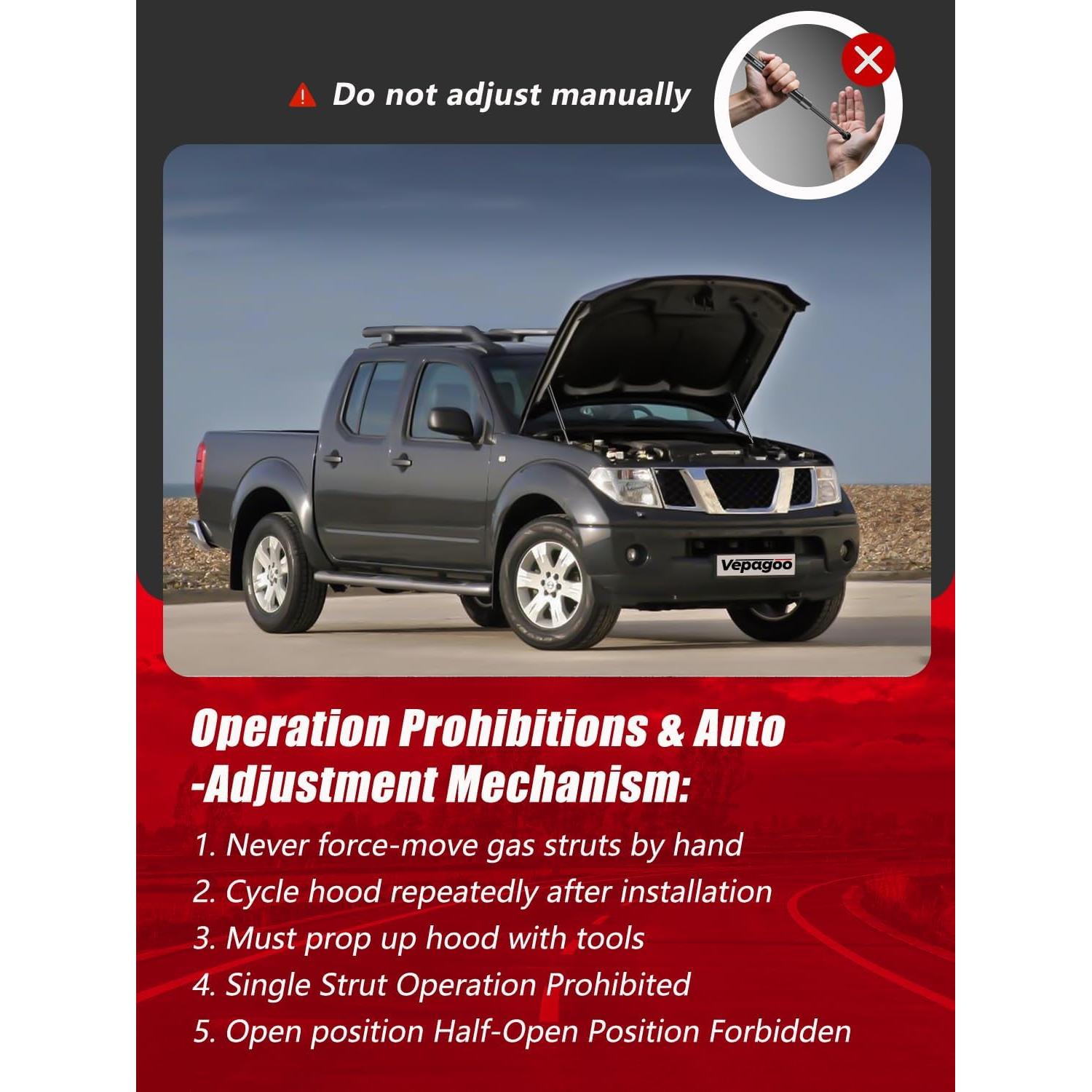 Amortiguadores de Capó Delantero Vepagoo para Nissan 2004-2018