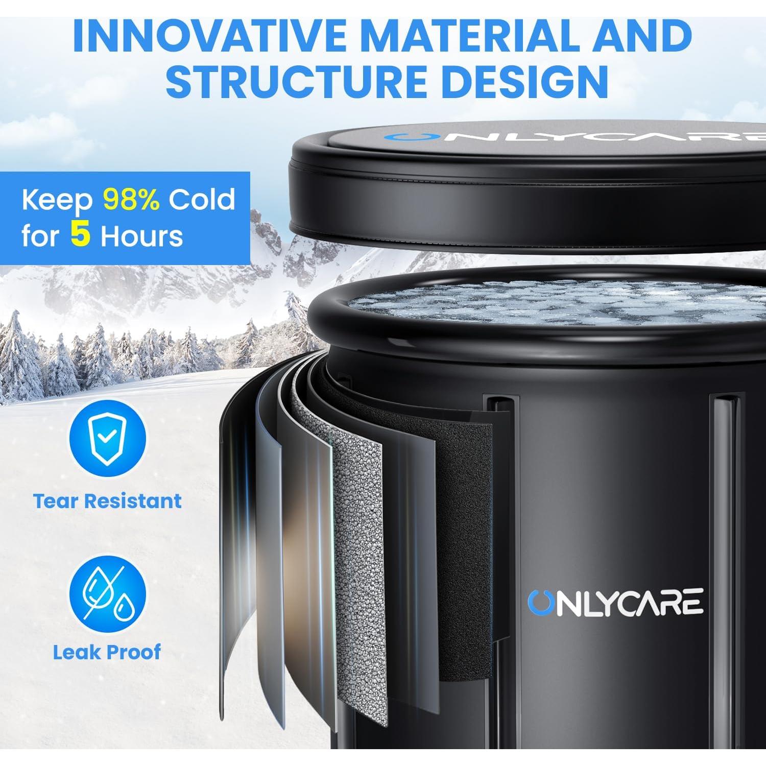 Bañera de Hielo ONLYCARE XXL 511L Portátil con Tapa