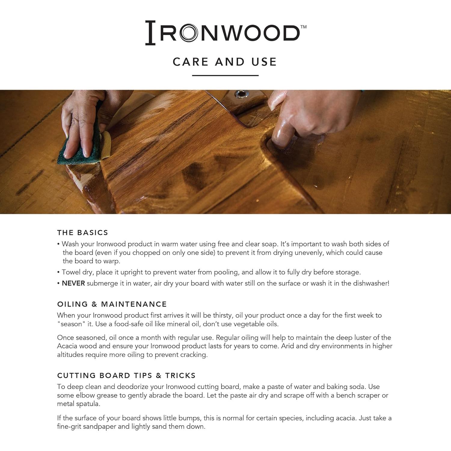 Tabla de Cortar Grande Ironwood Gourmet de Madera de Acacia 50.8x35.6cm