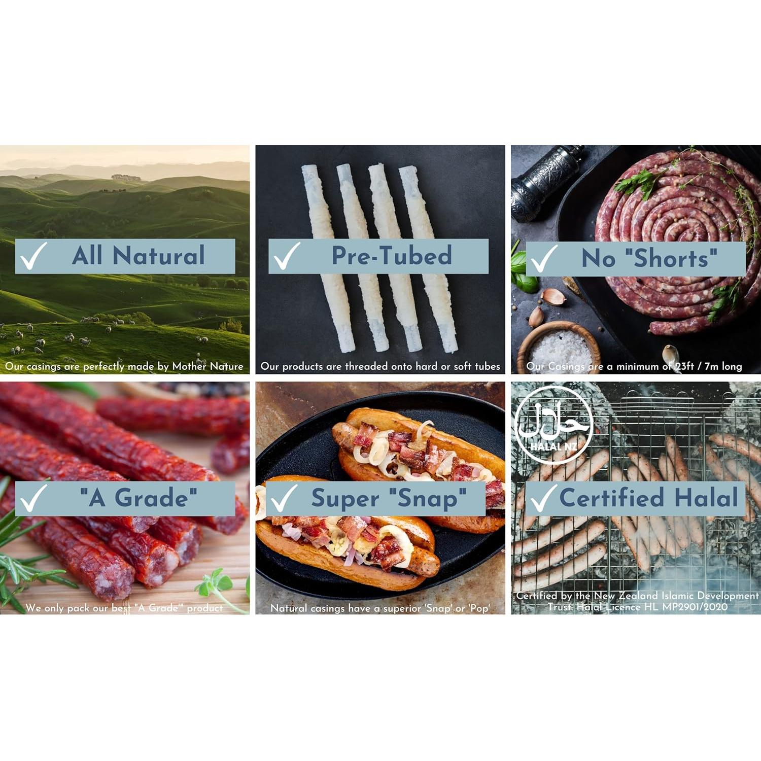 Fundas Naturales para Salchichas Cordero 19mm 9.75m Halal