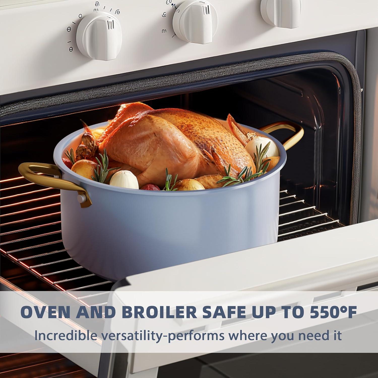 Juego de Ollas y Sartenes VONIKI 16 Piezas Cerámica Azul