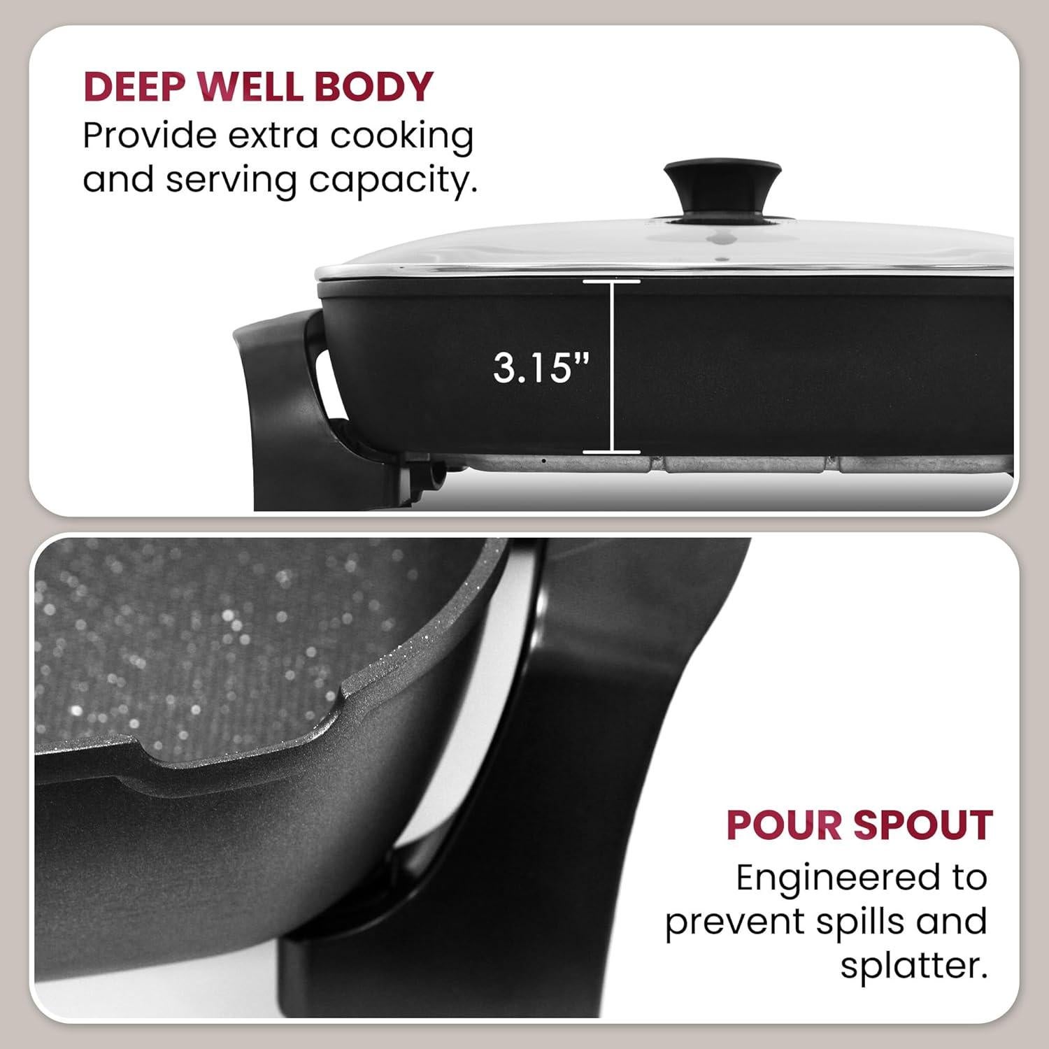 Sartén Eléctrica Profunda Elite Gourmet 10.5Qt Negra 40.6x33cm