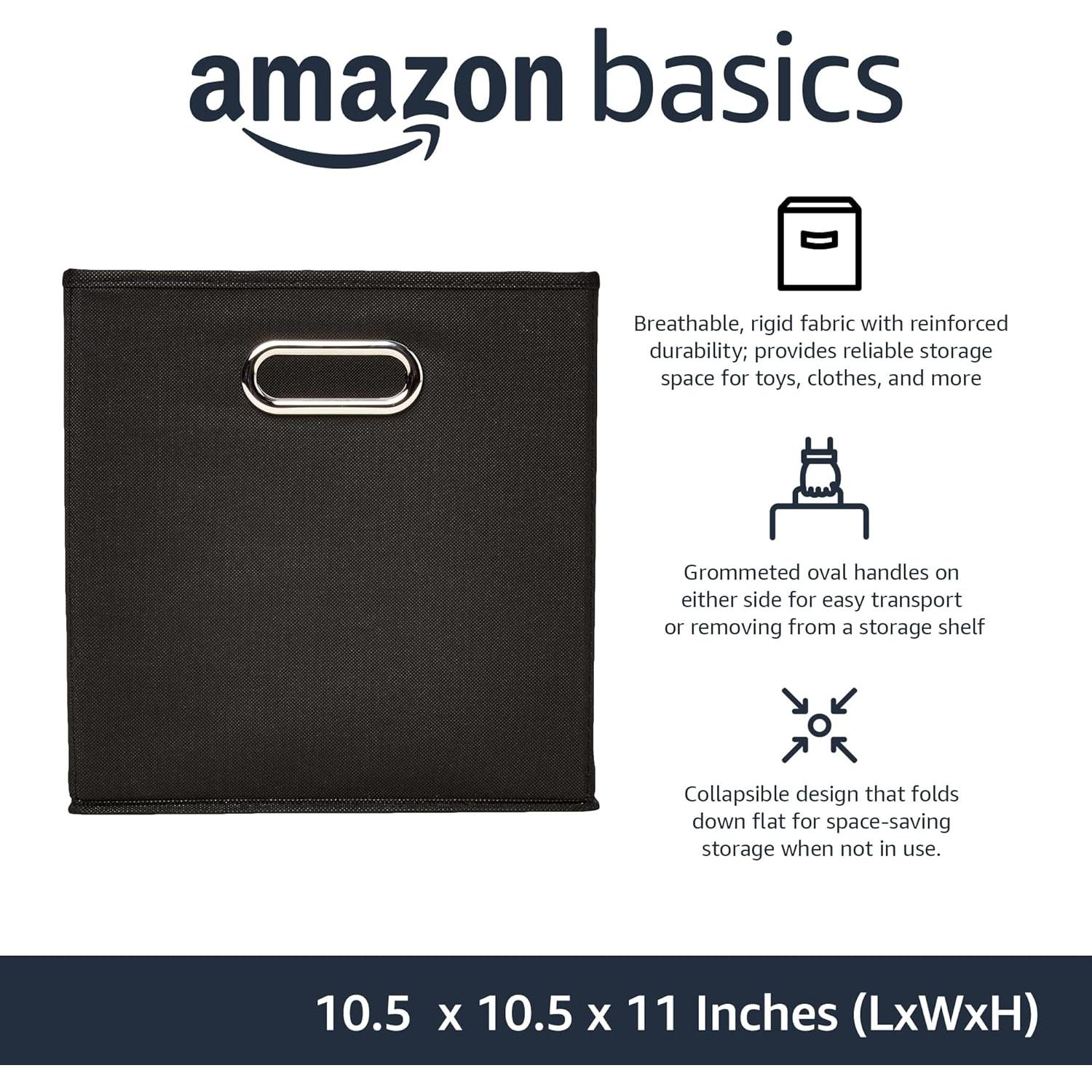Organizador de Almacenamiento Plegable Amazon Basics, 6 Piezas, Negro