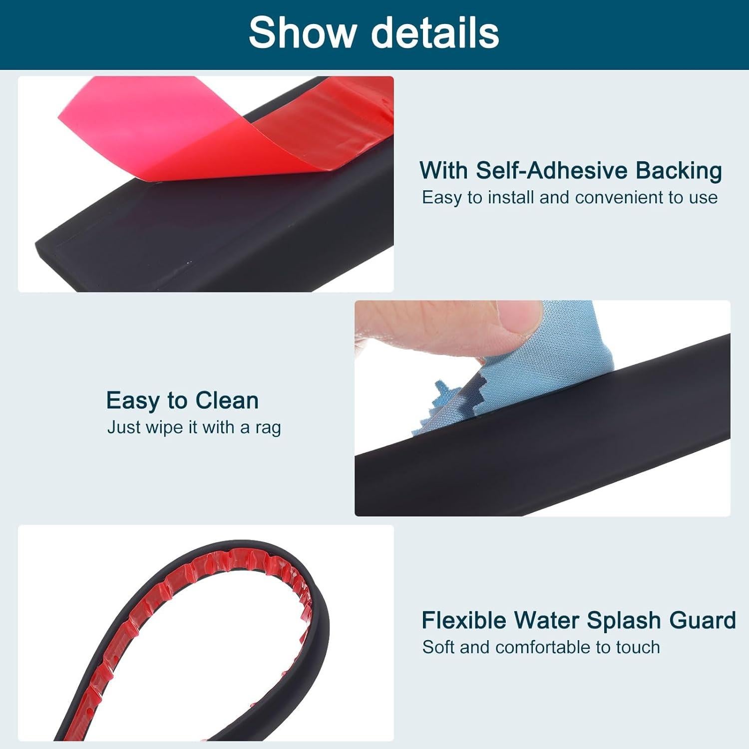 Barrera de Ducha Plegable uxcell 100cm Silicona Negra