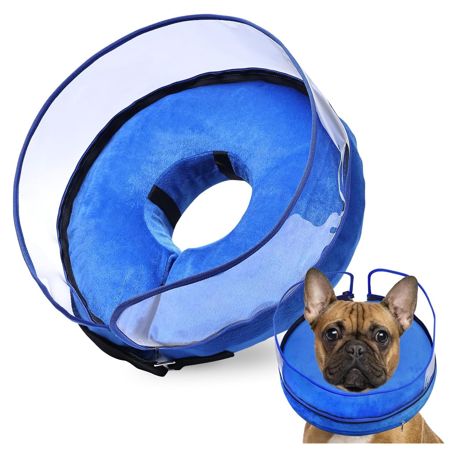 Collar Inflable BARKLESS para Perros M - Azul, Post-Cirugía