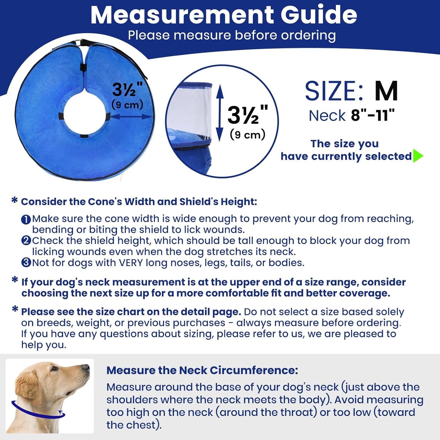 Collar Inflable BARKLESS para Perros M - Azul, Post-Cirugía