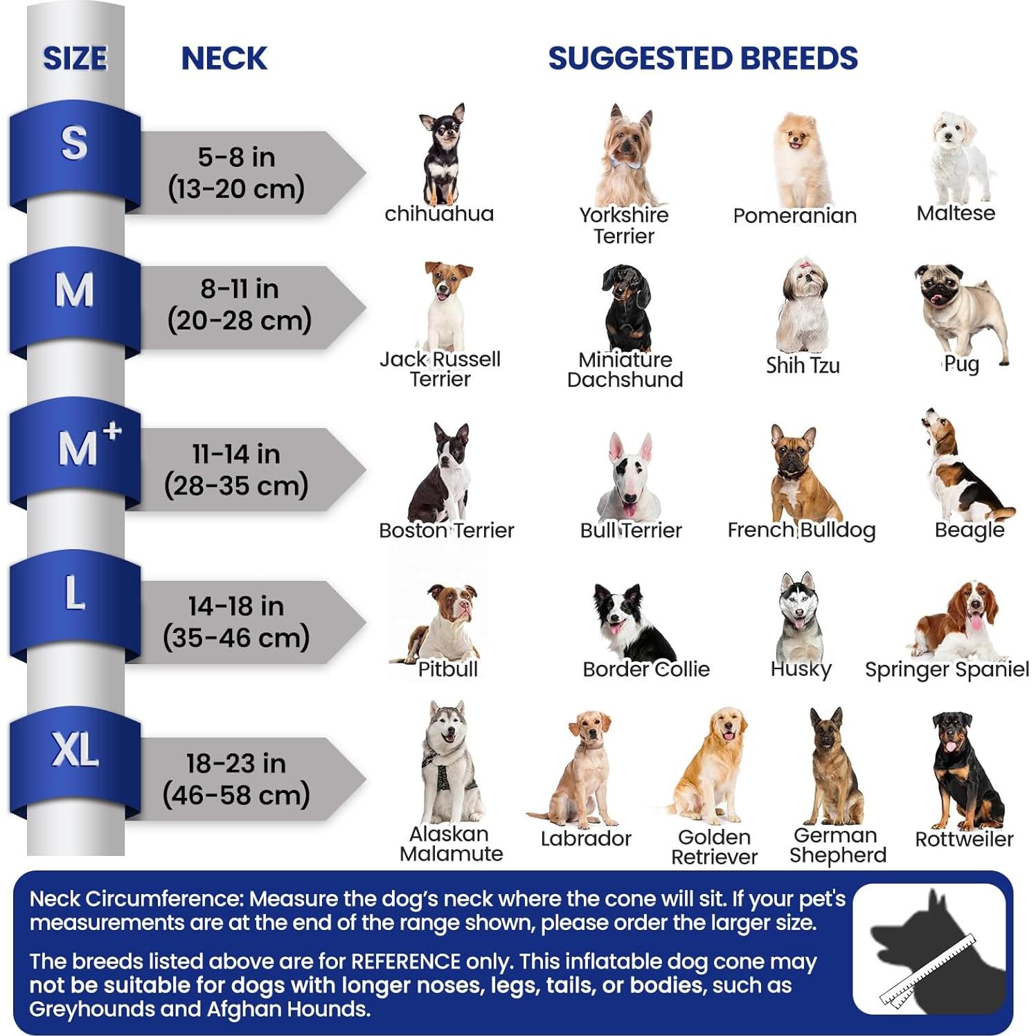 Collar Inflable BARKLESS para Perros M - Azul, Post-Cirugía