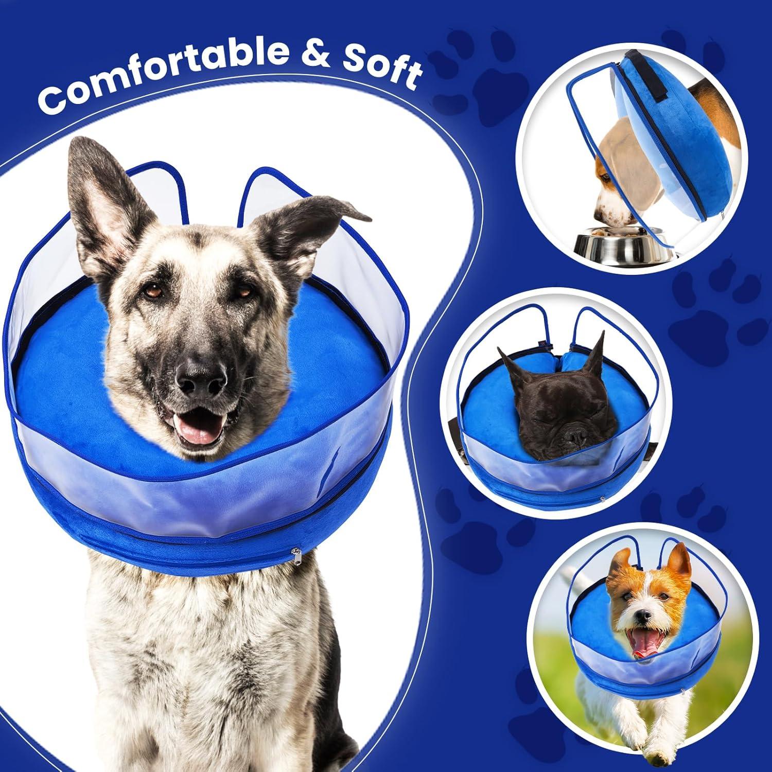 Collar Inflable BARKLESS para Perros M - Azul, Post-Cirugía
