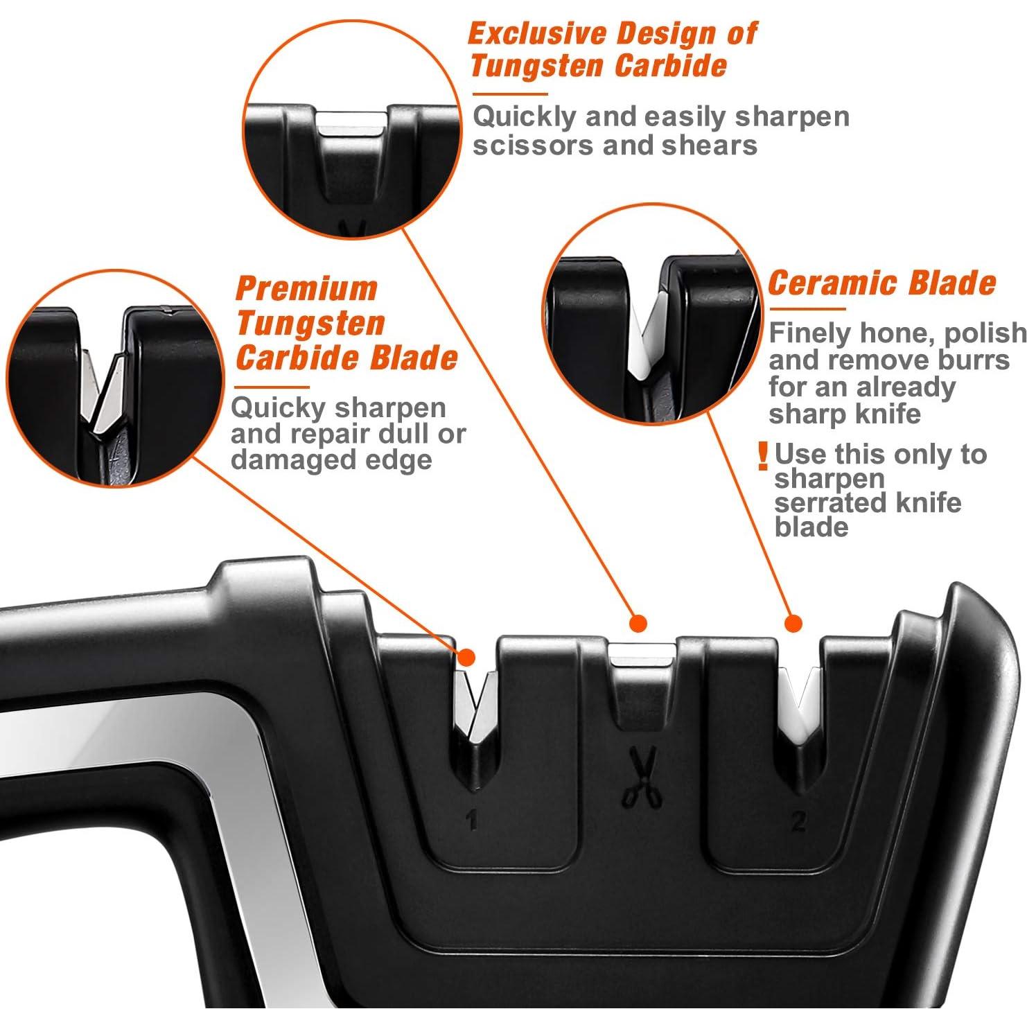 Afilador de Cuchillos y Tijeras SHARPAL 190N 3-en-1 Profesional