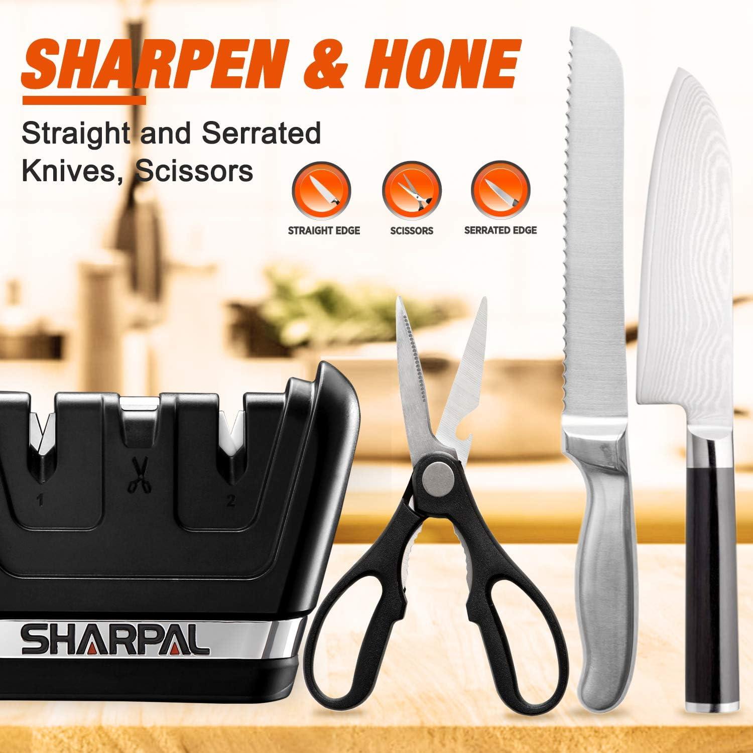 Afilador de Cuchillos y Tijeras SHARPAL 190N 3-en-1 Profesional