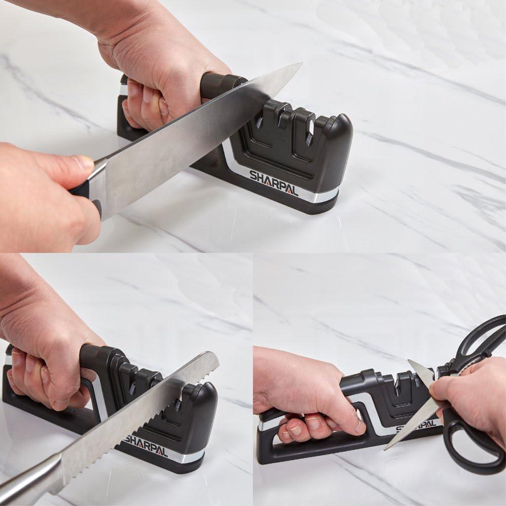 Afilador de Cuchillos y Tijeras SHARPAL 190N 3-en-1 Profesional