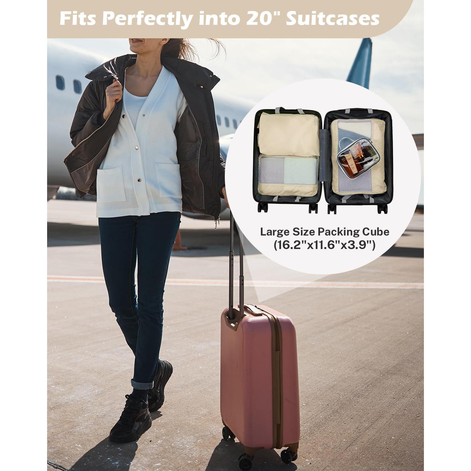 Gonex 8 Set Cubos de Empaque Beige - Organizador de Viaje