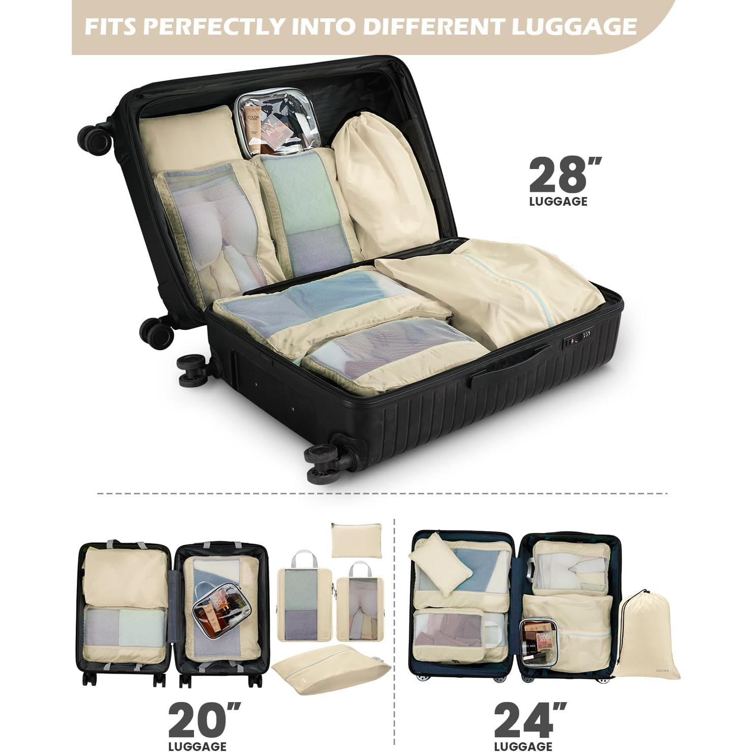 Gonex 8 Set Cubos de Empaque Beige - Organizador de Viaje