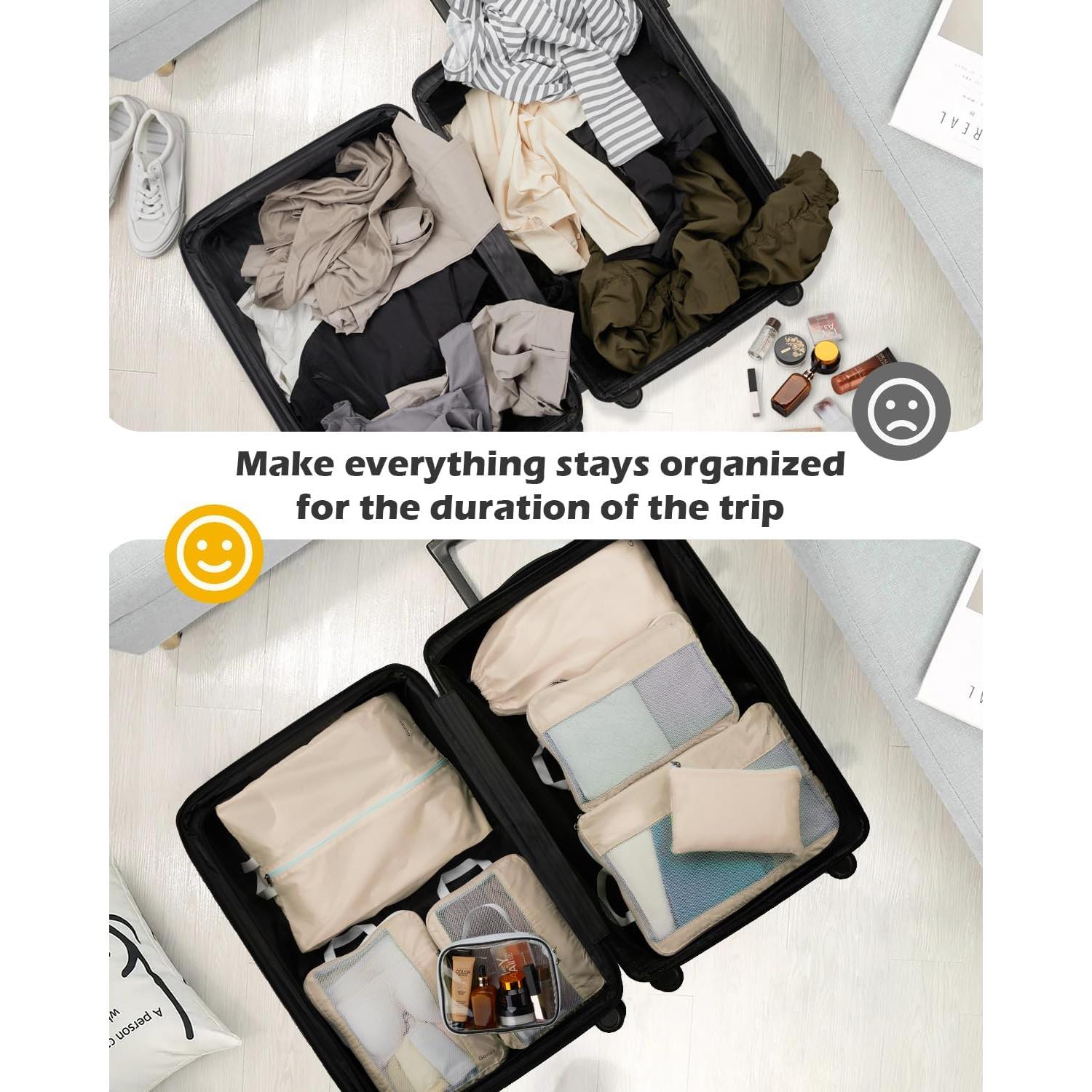 Gonex 8 Set Cubos de Empaque Beige - Organizador de Viaje