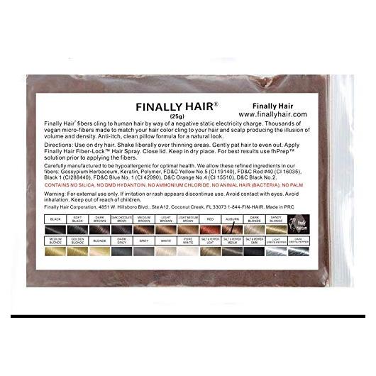 Fibra para el Cabello 25g Finally Hair Castaño Rojizo Libre Amonio