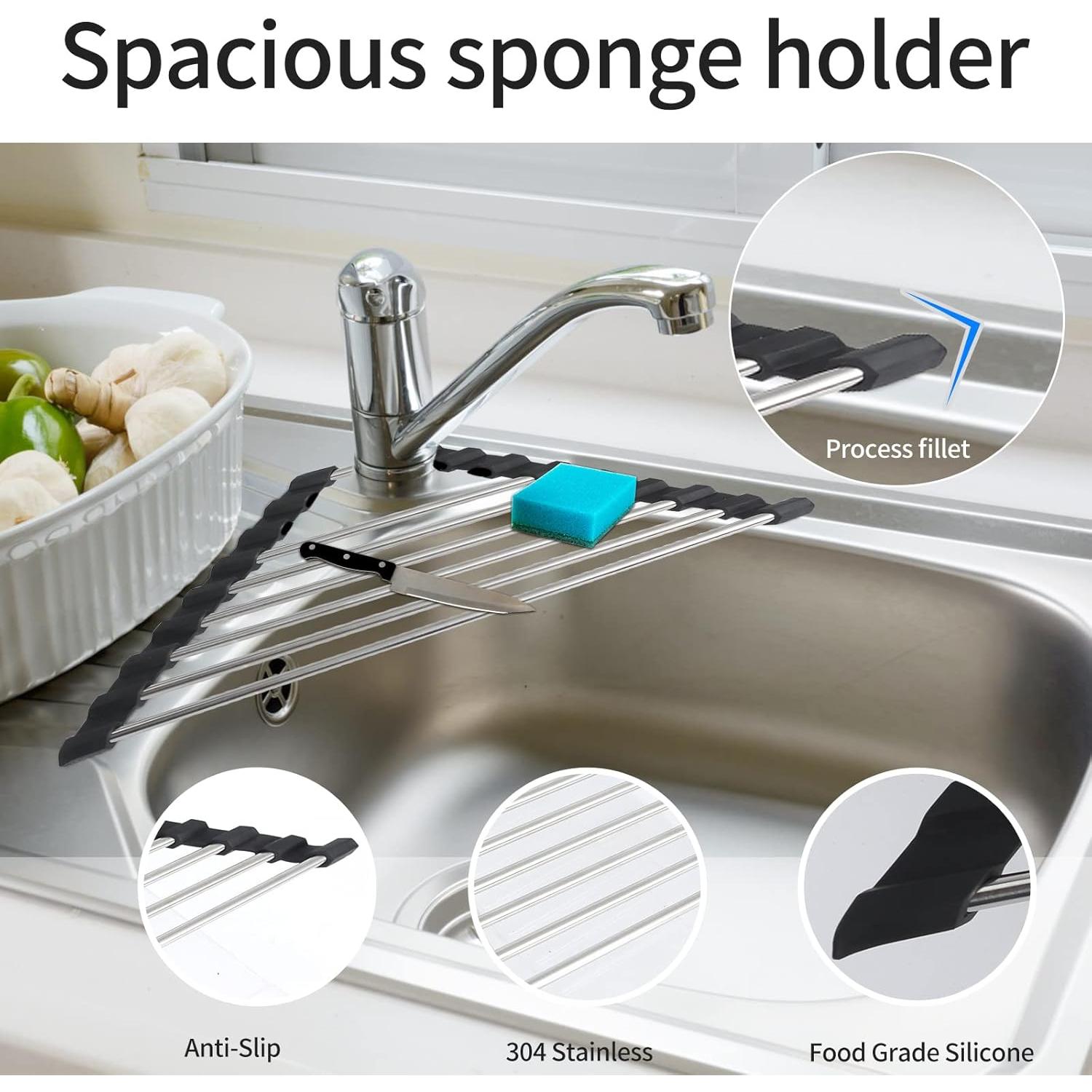 Estante de Secado de Platos Plegable Ahyuan 41.4x23.9cm Acero Inoxidable