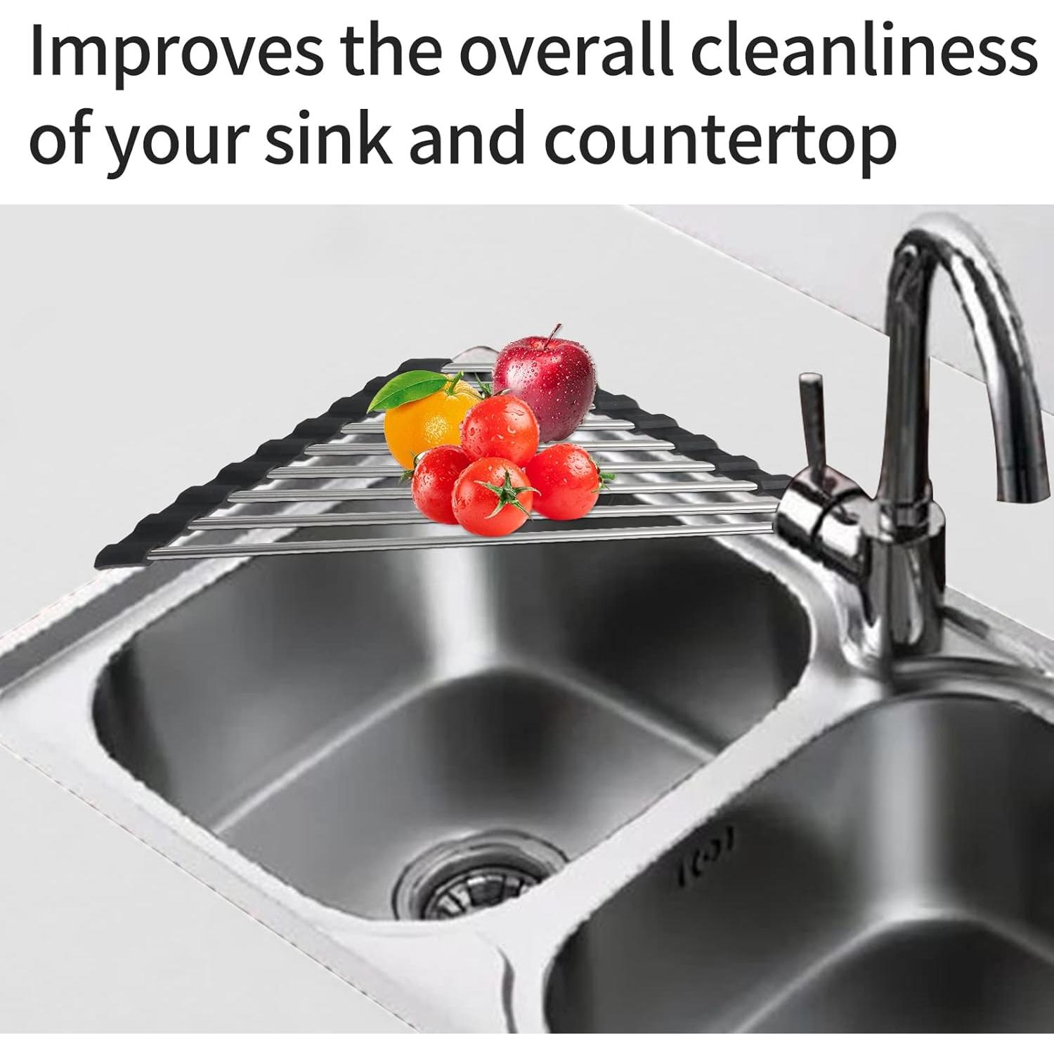 Estante de Secado de Platos Plegable Ahyuan 41.4x23.9cm Acero Inoxidable