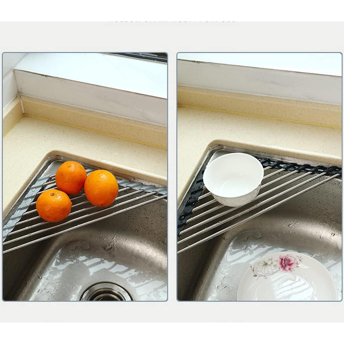 Estante de Secado de Platos Plegable Ahyuan 41.4x23.9cm Acero Inoxidable