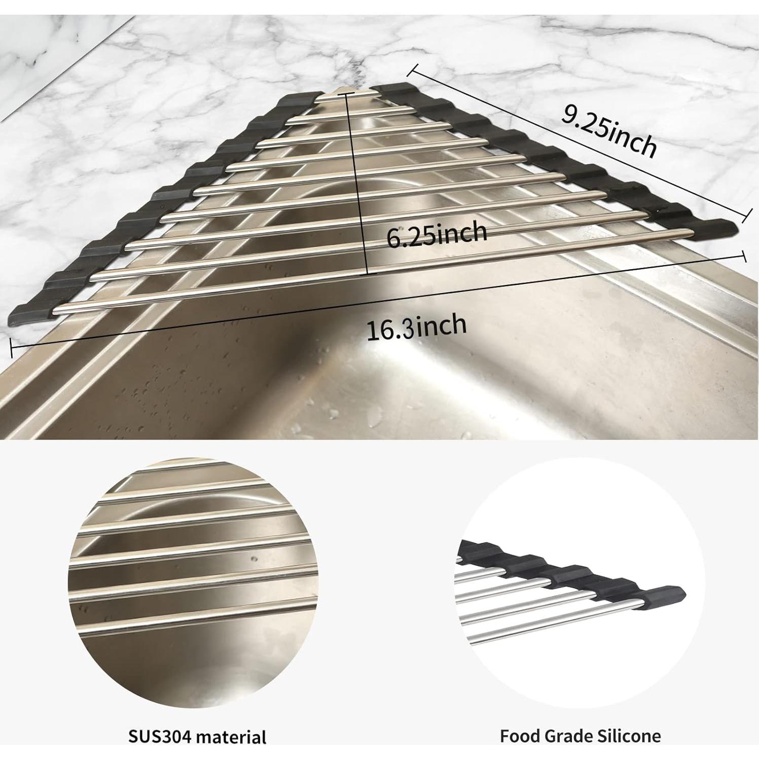 Estante de Secado de Platos Plegable Ahyuan 41.4x23.9cm Acero Inoxidable