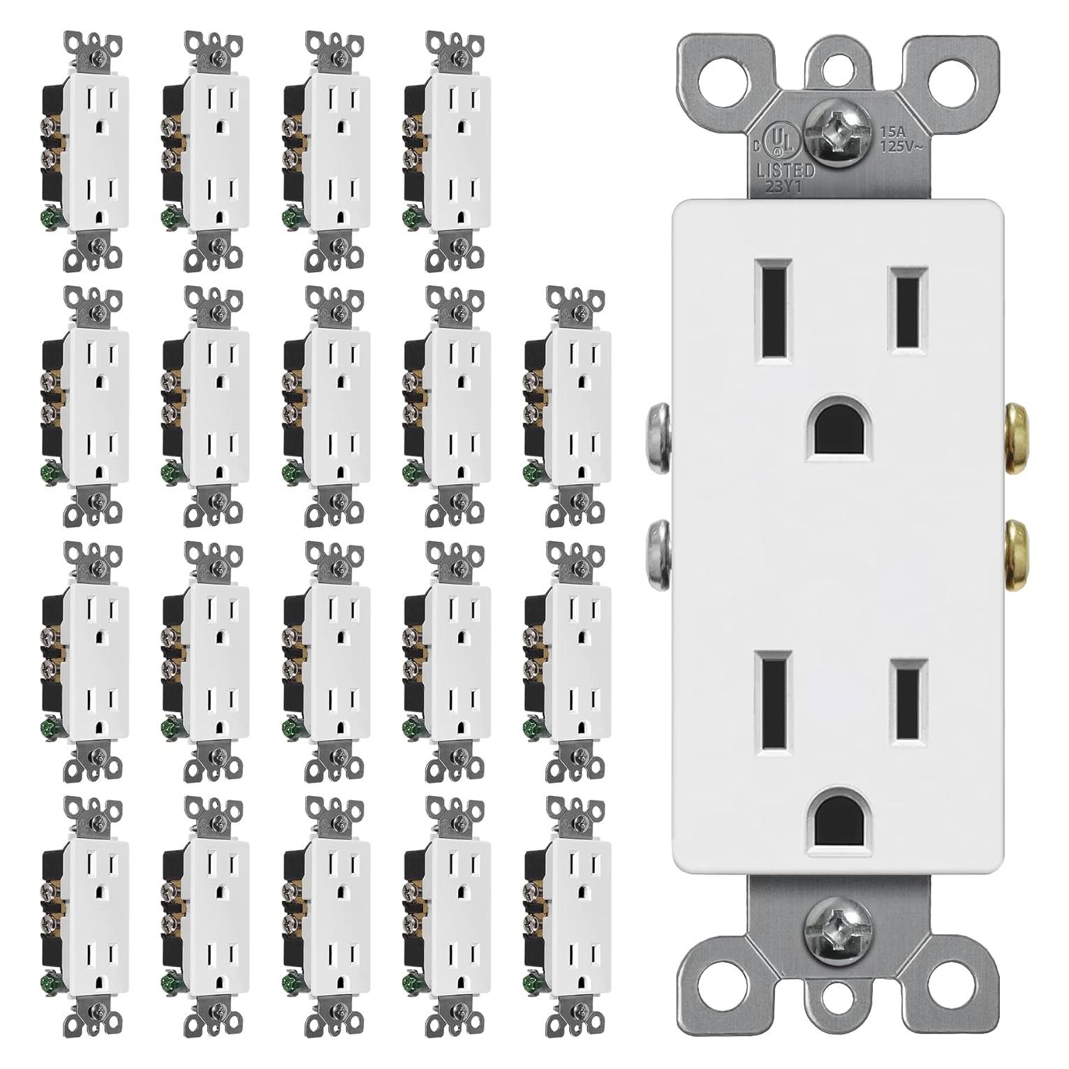 Receptáculo de Pared CML 15A 125V Blanco Paquete de 20