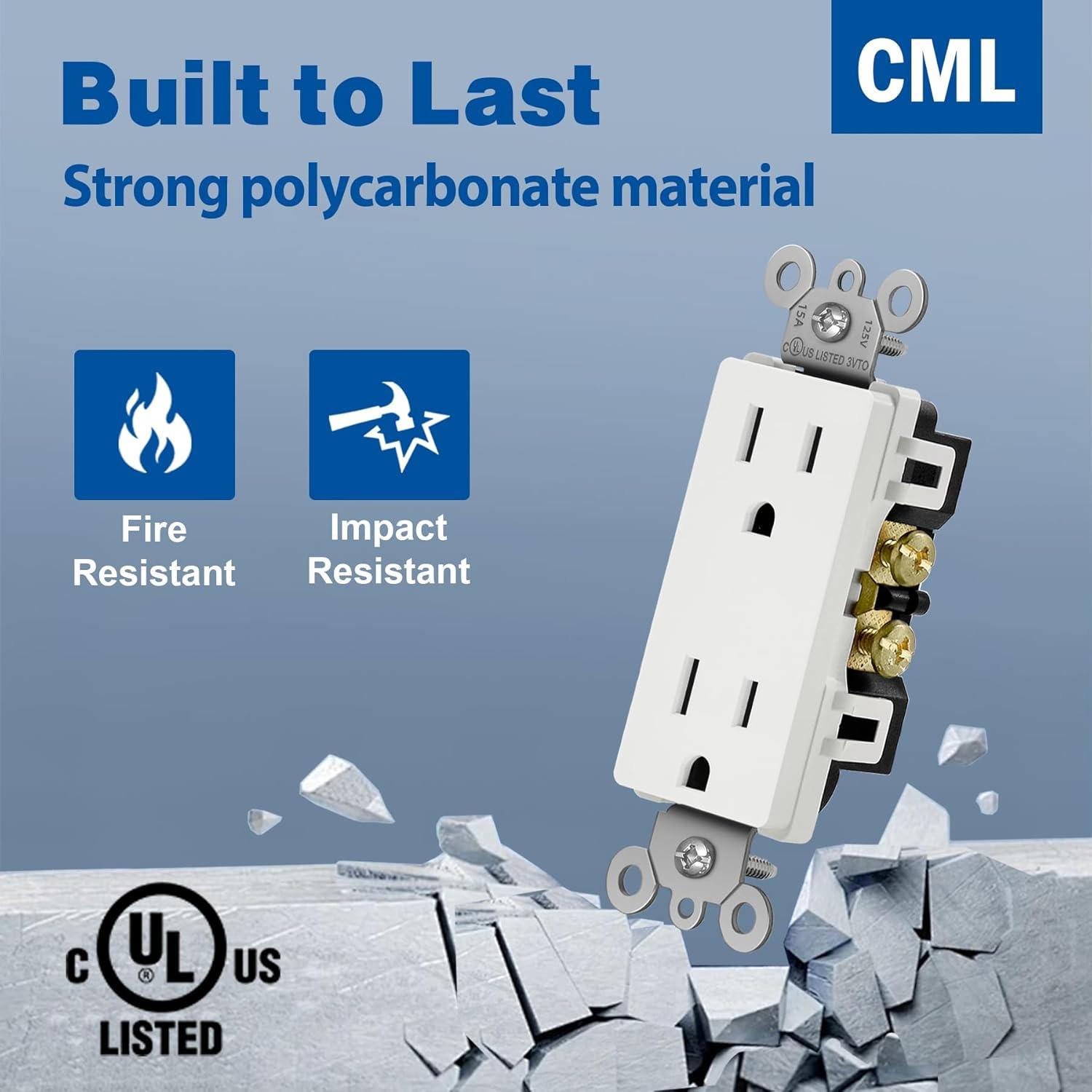 Receptáculo de Pared CML 15A 125V Blanco Paquete de 20