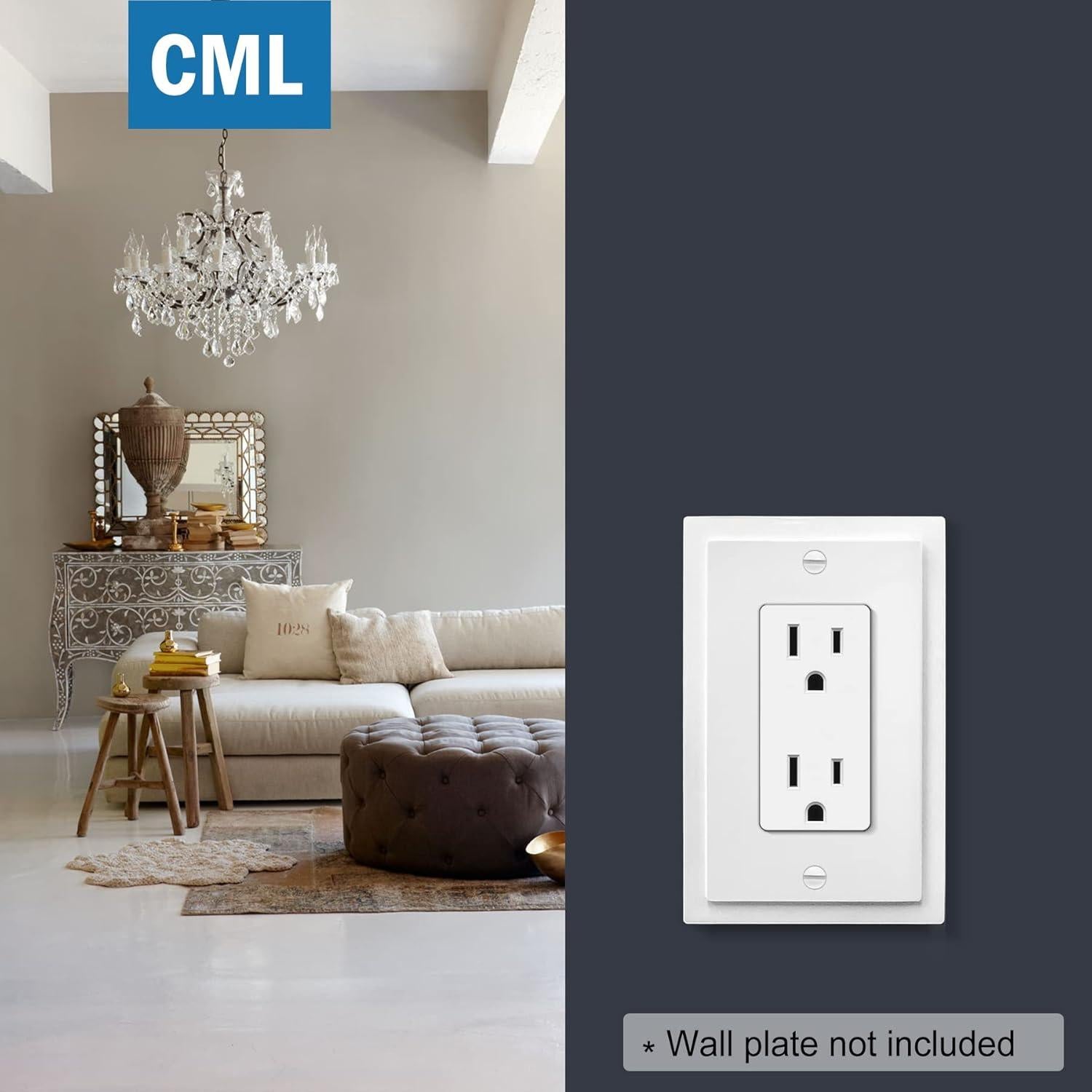 Receptáculo de Pared CML 15A 125V Blanco Paquete de 20