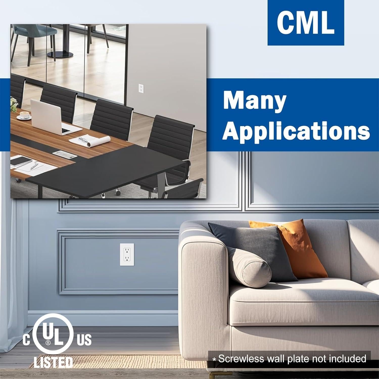 Receptáculo de Pared CML 15A 125V Blanco Paquete de 20