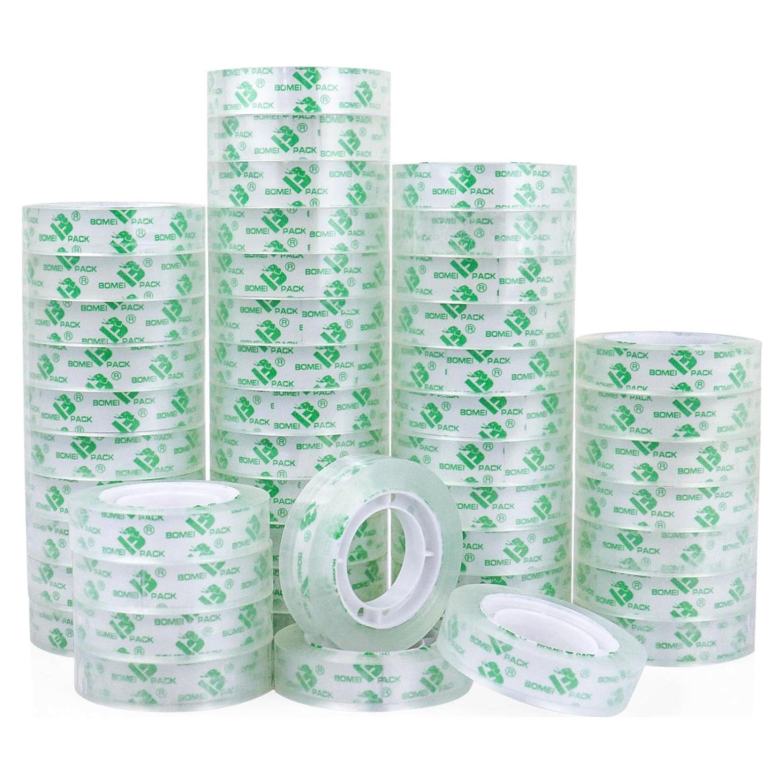 BOMEI Pack 48 Rollos Cinta Transparente 12mm x 25.4m