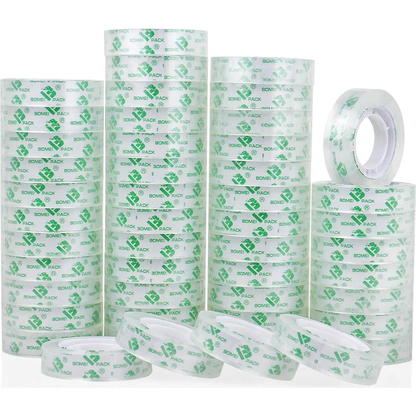 BOMEI Pack 48 Rollos Cinta Transparente 12mm x 25.4m