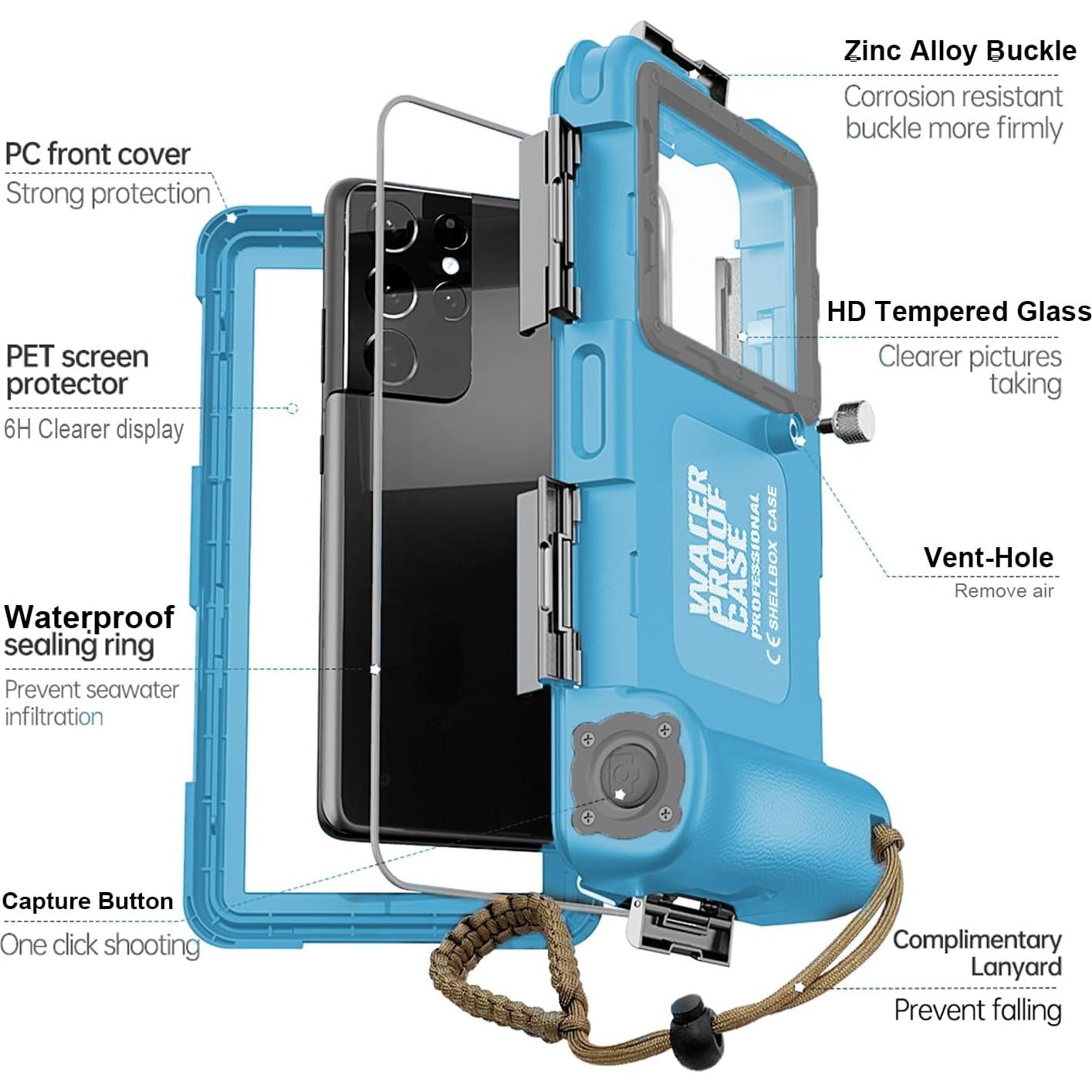Funda de Buceo ShellBox 2da Gen IP68 para Teléfonos 4.7-6.9"