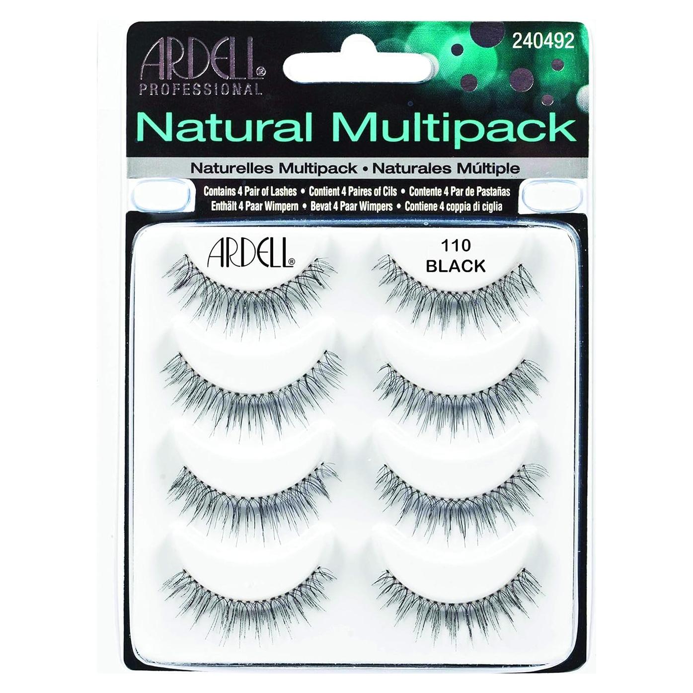 Pestañas Postizas Ardell Natural 110 Negro - 4 Pares Reutilizables