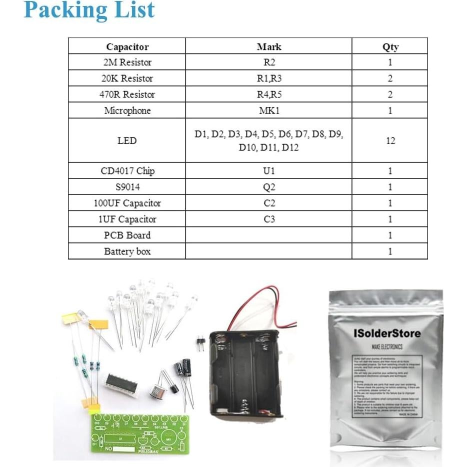 Kit de Práctica de Soldadura ISolderStore CD4017 con 10 LEDs