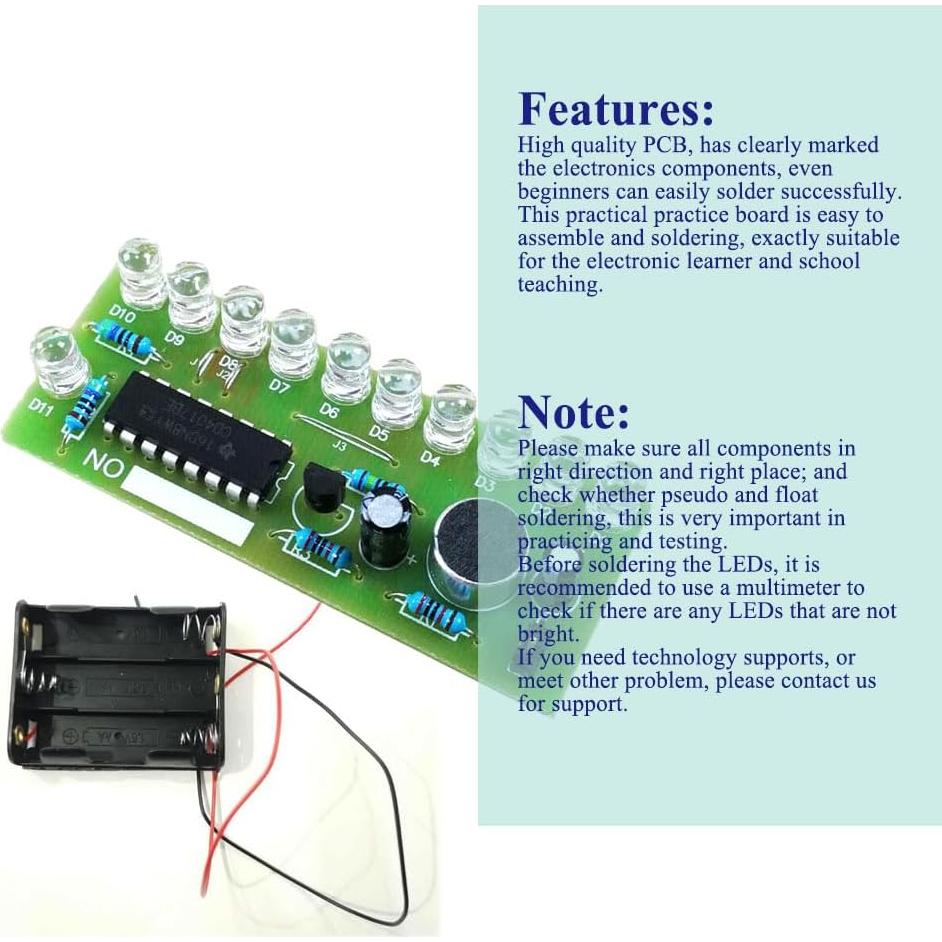 Kit de Práctica de Soldadura ISolderStore CD4017 con 10 LEDs