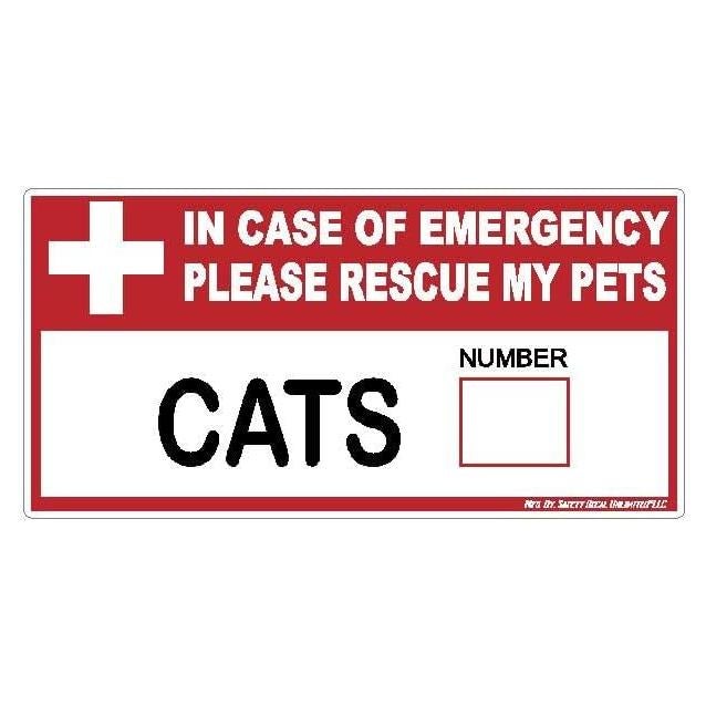 Calcomanía Alerta de Animal Emergencia Gato 5x10 cm Safety Decal