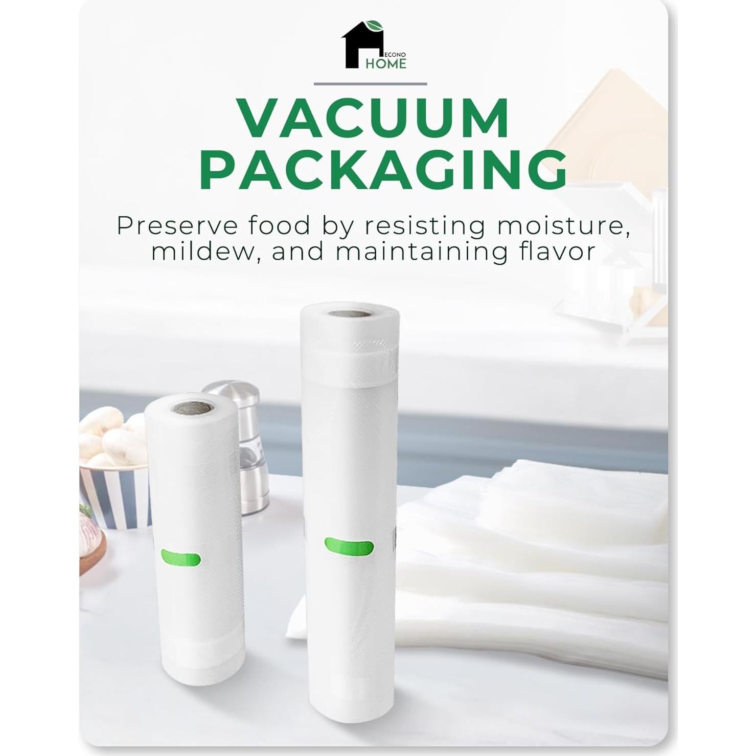 Bolsas de Sellado al Vacío EconoHome 4 Paquete 27.94cm x 6.1m