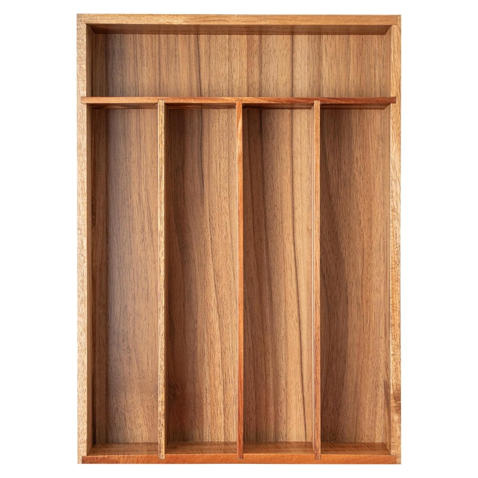 Organizador de Cubiertos Besilord de Madera de Acacia 5 Compartimentos