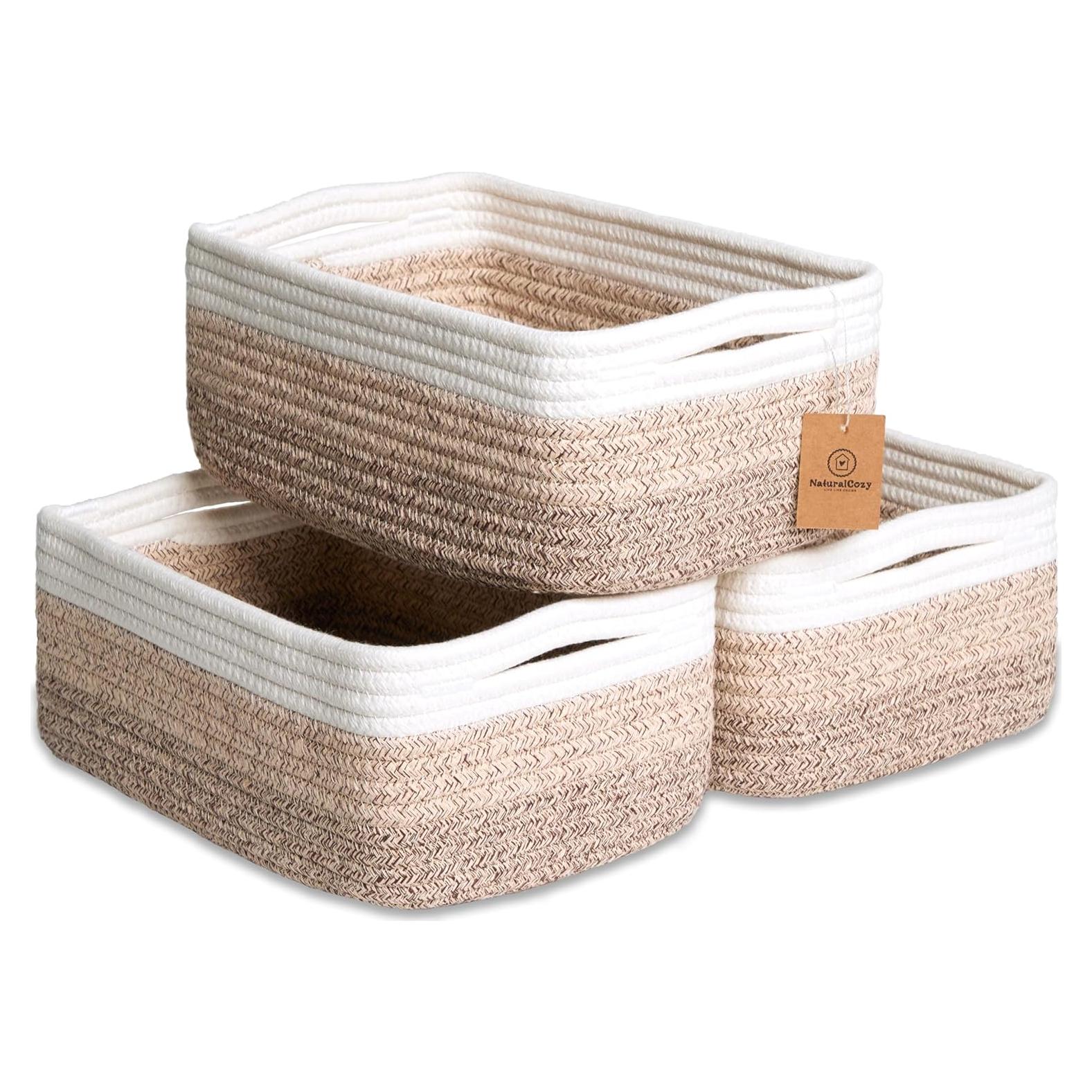 Cestas de Almacenamiento Rectangulares NaturalCozy 30x20cm - Paquete de 3