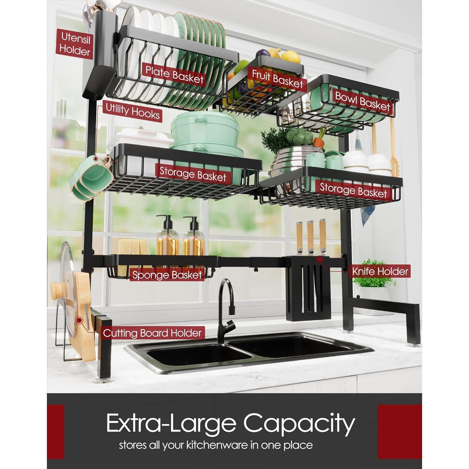 Escurridor de Platos Sakugi Acero Inoxidable Ajustable 80-99 cm