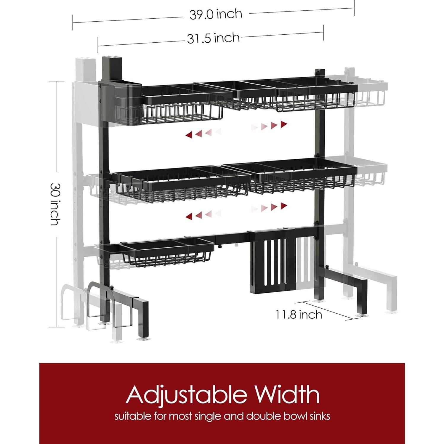Escurridor de Platos Sakugi Acero Inoxidable Ajustable 80-99 cm