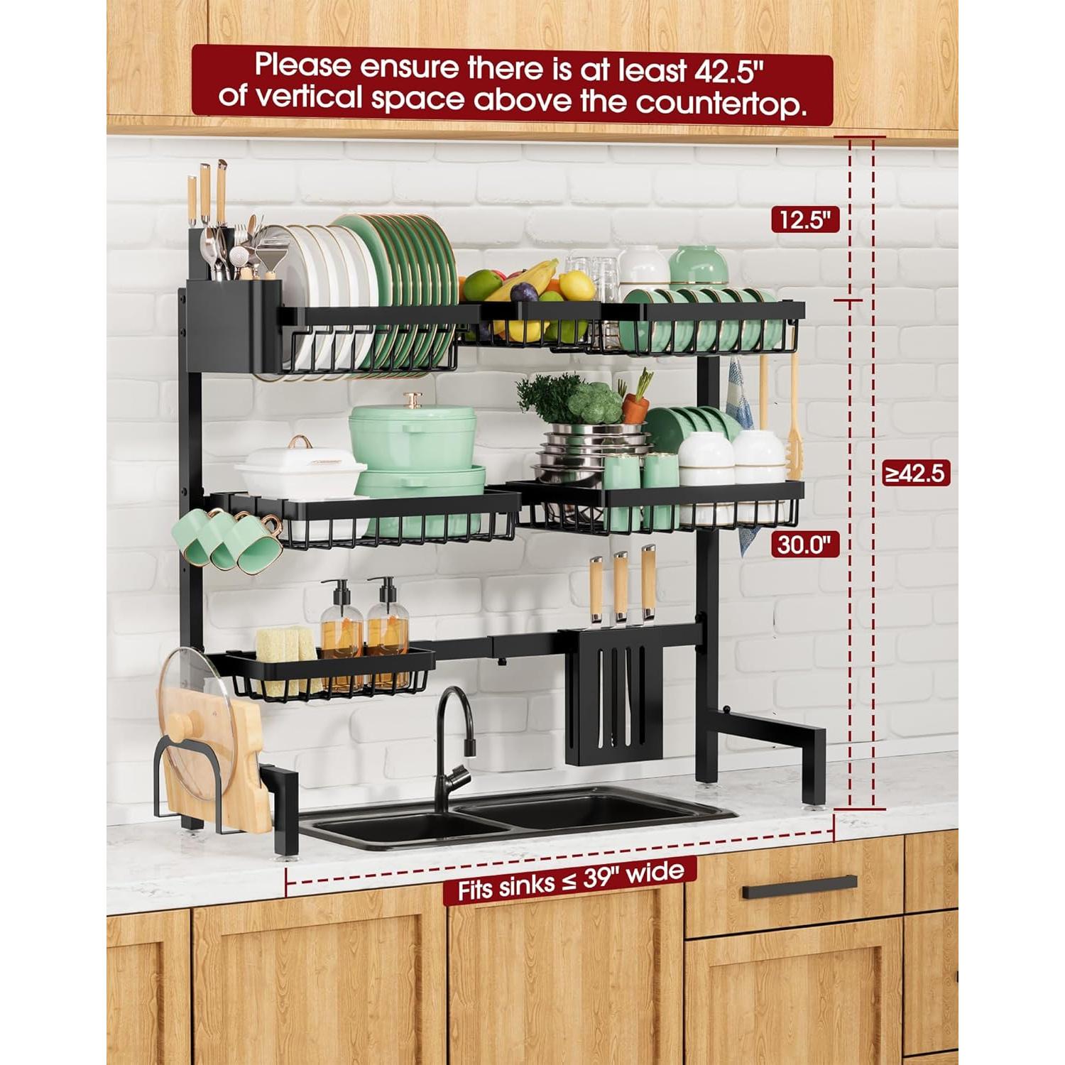 Escurridor de Platos Sakugi Acero Inoxidable Ajustable 80-99 cm