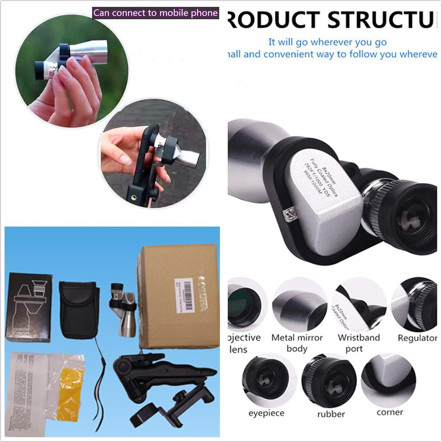 Telescopio Monocular AOTUHA 8X20 Compacto para Smartphone