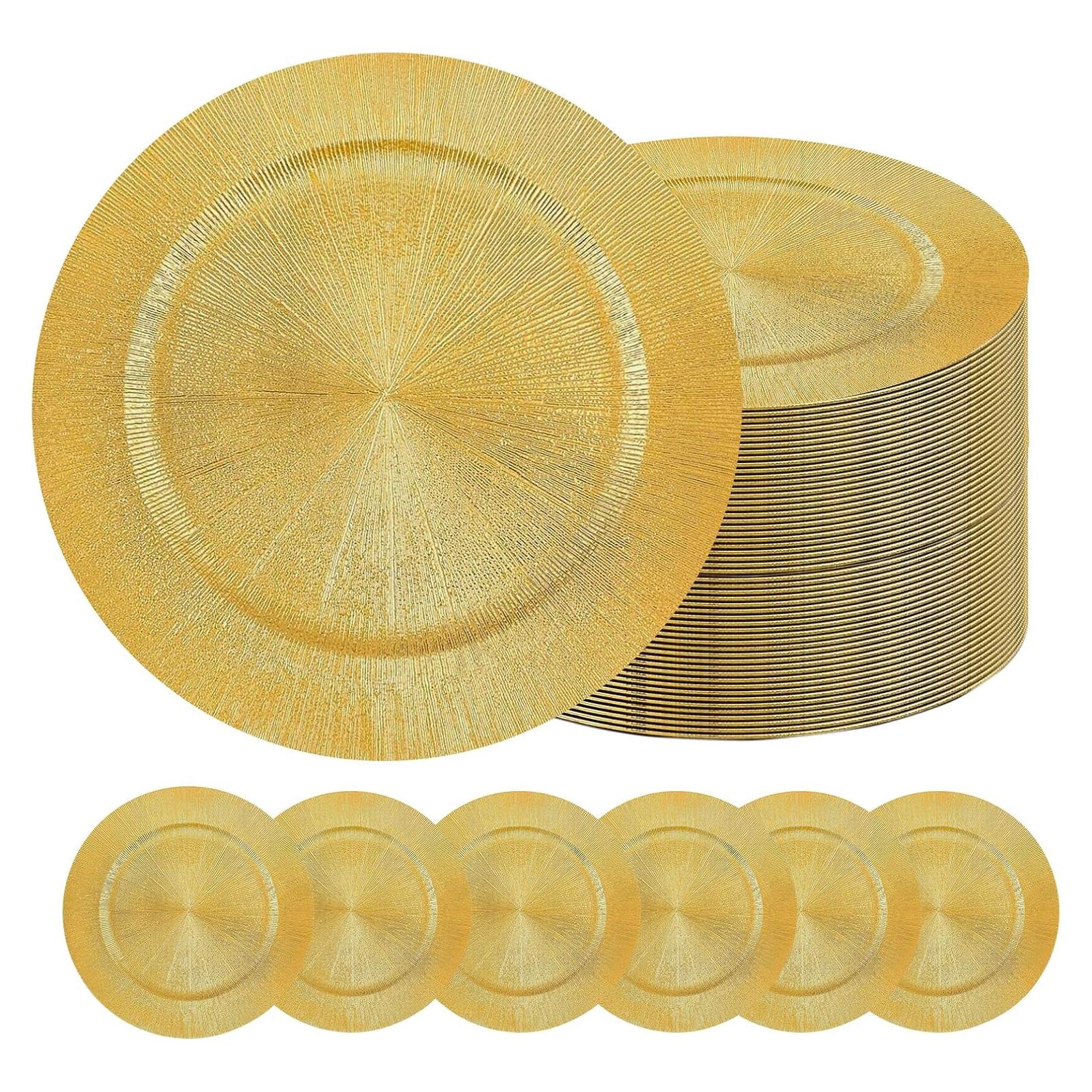 Paquete de 100 Platos Cargadores Dorados 33 cm Genérico